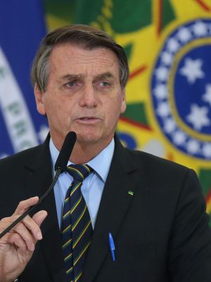 O presidente Jair Bolsonaro, durante o anúncio das Novas Medidas da CAIXA de Apoio às Santas Casas e aos Hospitais Filantrópicos
